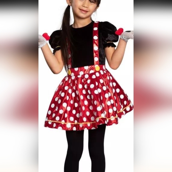 Disney Red Polka Dot Minnie Mouse Costume Dress Girls Medium Size 8/10 - Picture 13 of 17